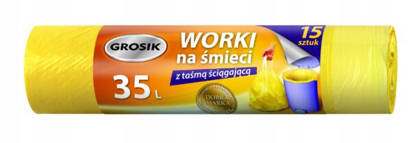 GROSIK worki na śmieci z taśmą 35 L 15 szt