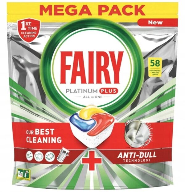 Fairy Platinum Plus 58szt kapsułki zmywarki lemon