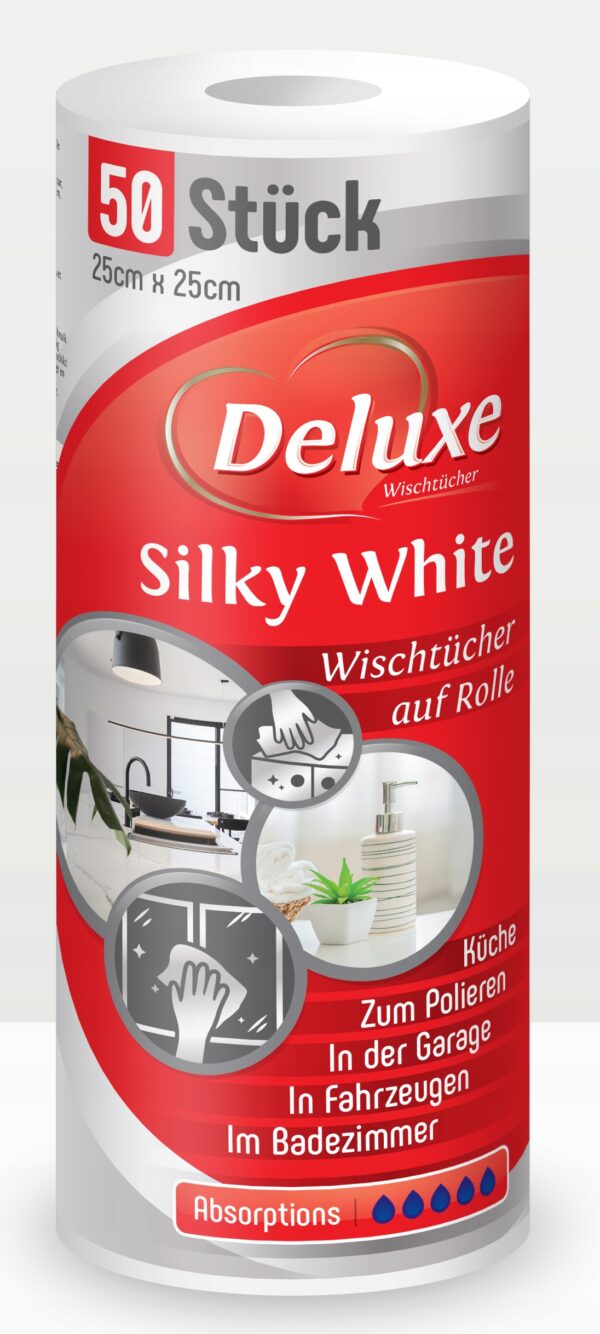 DELUXE Silky white ścierka na rolce 50 szt chłonna - obrazek 2